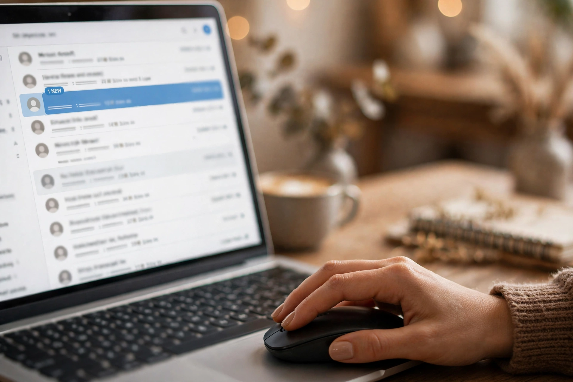 Checking email inbox for a giveaway winner notification on a laptop